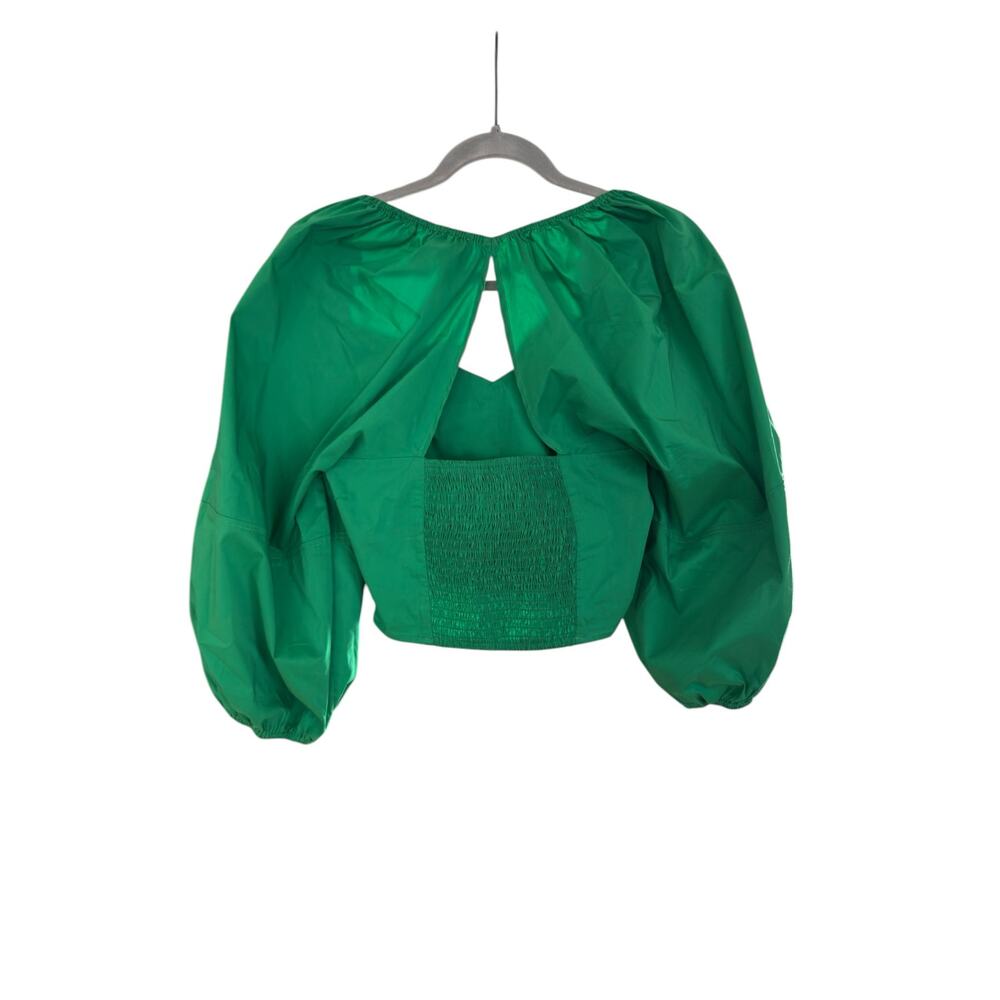 Buru Balloon Sleeve Bustier Cropped Top S, Kelly Green | NEW $118 - Picture 3 of 5